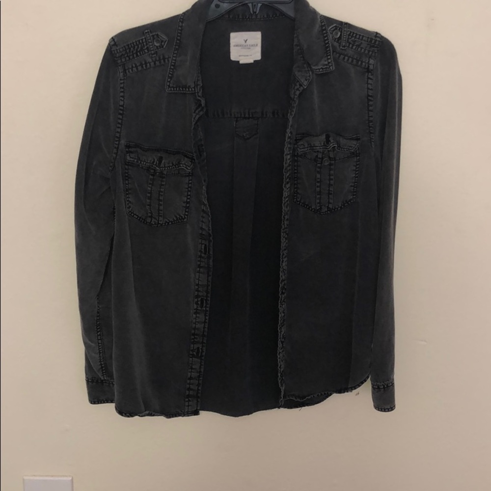 American Eagle boyfriend fit, thin flannel.